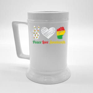 African Pride Peace Love Juneteenth Gift Beer Stein