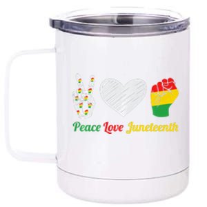 African Pride Peace Love Juneteenth Gift 12 oz Stainless Steel Tumbler Cup