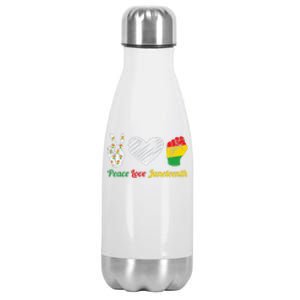 African Pride Peace Love Juneteenth Gift Stainless Steel Insulated Water Bottle