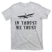 Airplane Pilot Pun Vintage Biplane In Thrust We Trust T-Shirt