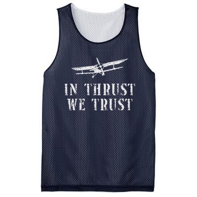 Airplane Pilot Pun Vintage Biplane In Thrust We Trust Mesh Reversible Basketball Jersey Tank