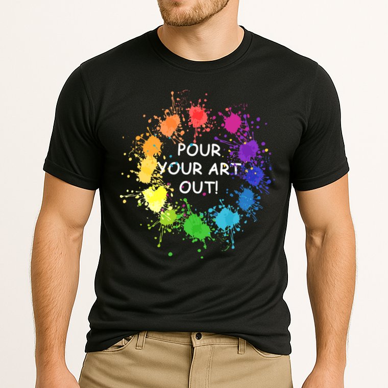 Acrylic Paint Pouring Artist Fluid Art Painter Color Wheel Cooling Performance Crew T-Shirt