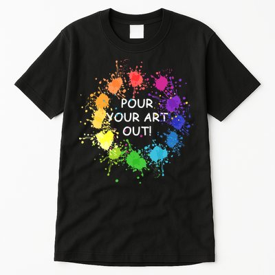 Acrylic Paint Pouring Artist Fluid Art Painter Color Wheel Tall T-Shirt