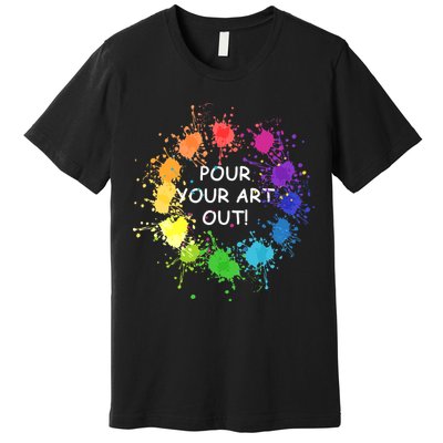 Acrylic Paint Pouring Artist Fluid Art Painter Color Wheel Premium T-Shirt