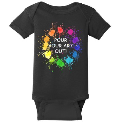 Acrylic Paint Pouring Artist Fluid Art Painter Color Wheel Baby Bodysuit