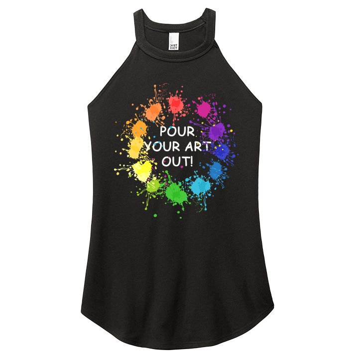 Acrylic Paint Pouring Artist Fluid Art Painter Color Wheel Women's Perfect Tri Rocker Tank