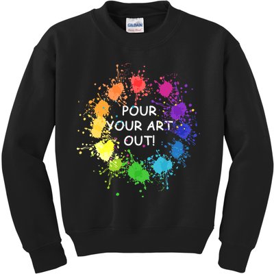 Acrylic Paint Pouring Artist Fluid Art Painter Color Wheel Kids Sweatshirt