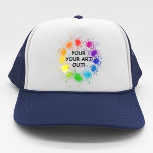 Acrylic Paint Pouring Artist Fluid Art Painter Color Wheel Trucker Hat