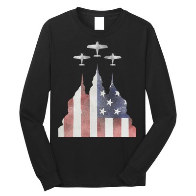 America Plane Patriotic Long Sleeve Shirt