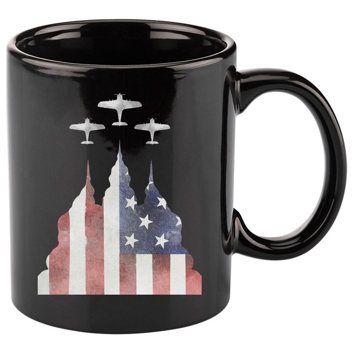 America Plane Patriotic 11oz C Handle Ceramic Mug