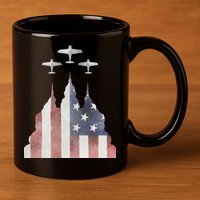 America Plane Patriotic 11oz C Handle Ceramic Mug