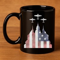 America Plane Patriotic 11oz C Handle Ceramic Mug