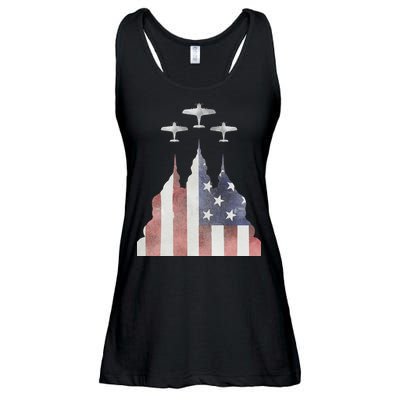 America Plane Patriotic Ladies Essential Flowy Tank