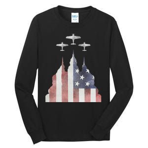 America Plane Patriotic Tall Long Sleeve T-Shirt