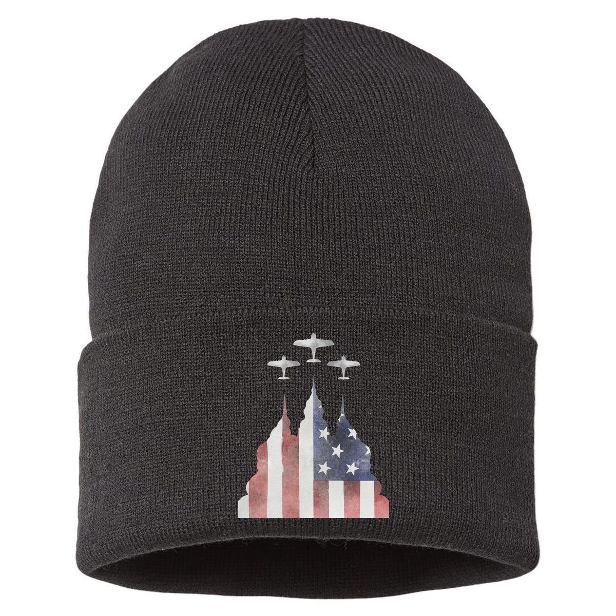America Plane Patriotic Sustainable Knit Beanie