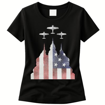 America Plane Patriotic Womens T-Shirt