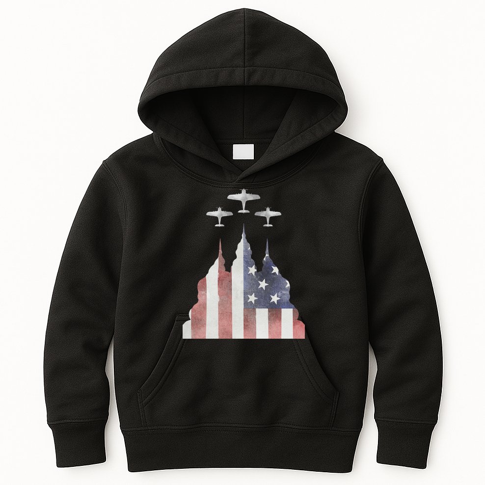 America Plane Patriotic Kids Hoodie