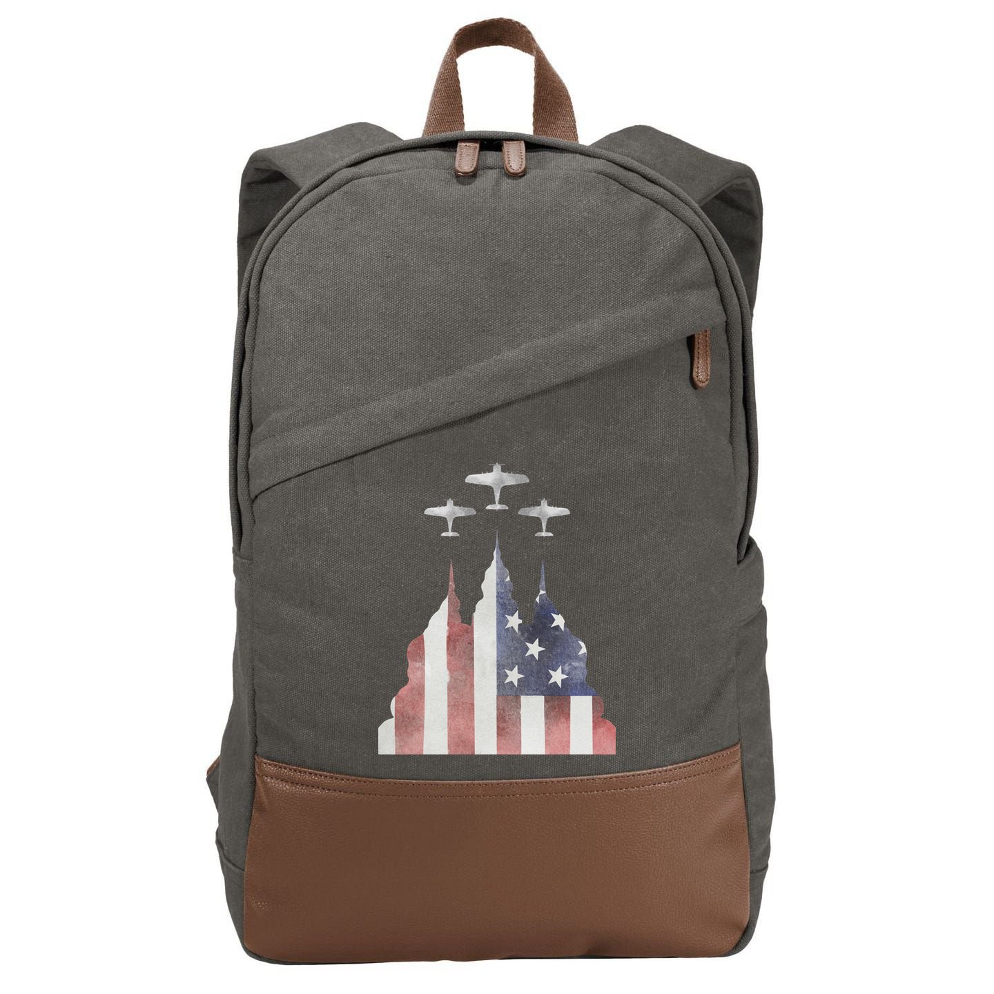 America Plane Patriotic Cotton Canvas Backpack