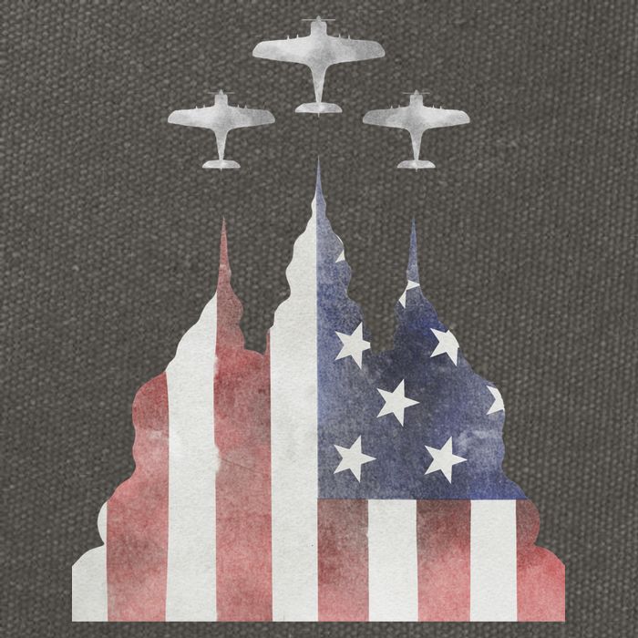 America Plane Patriotic Cotton Canvas Backpack