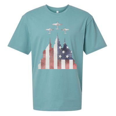 America Plane Patriotic Sueded Cloud Jersey T-Shirt