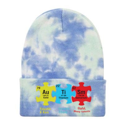 Autism Puzzle Piece Autism Awareness Month Tie Dye 12in Knit Beanie