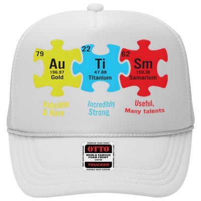 Autism Puzzle Piece Autism Awareness Month High Crown Mesh Back Trucker Hat