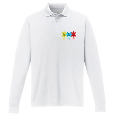 Autism Puzzle Piece Autism Awareness Month Performance Long Sleeve Polo