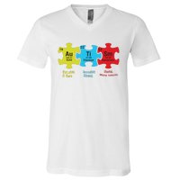 Autism Puzzle Piece Autism Awareness Month V-Neck T-Shirt