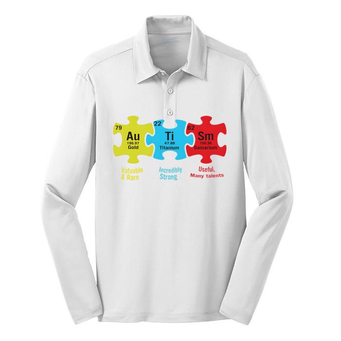 Autism Puzzle Piece Autism Awareness Month Silk Touch Performance Long Sleeve Polo