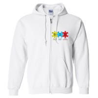 Autism Puzzle Piece Autism Awareness Month Full Zip Hoodie