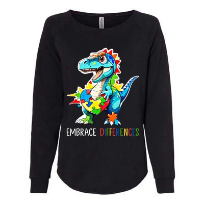 Autism Puzzle Piece Embrace Differences Autism Dinosaur Gift Womens California Wash Sweatshirt