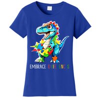 Autism Puzzle Piece Embrace Differences Autism Dinosaur Gift Women's T-Shirt