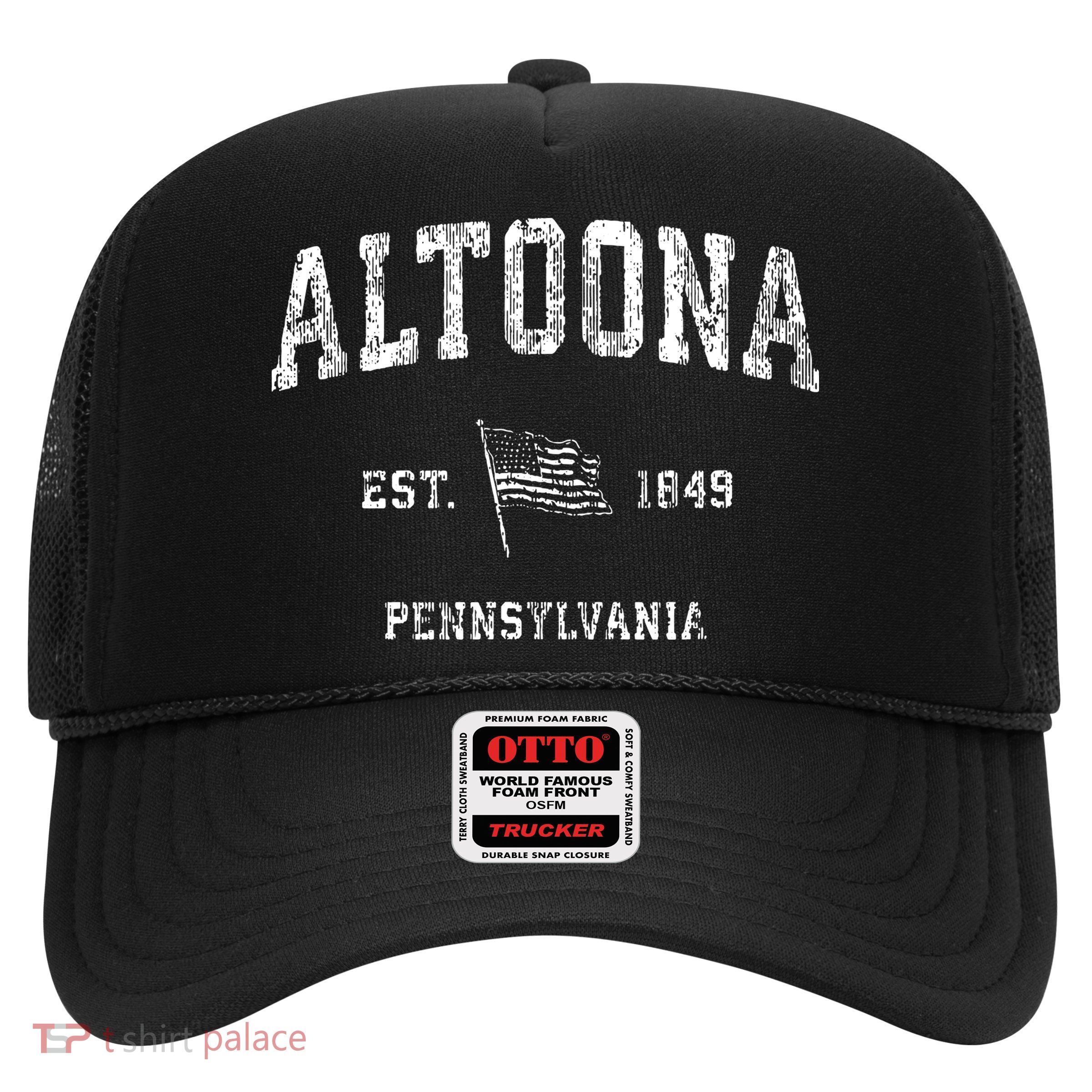 Altoona Pennsylvania Pa Vintage Us Flag Sports Trucker Hat