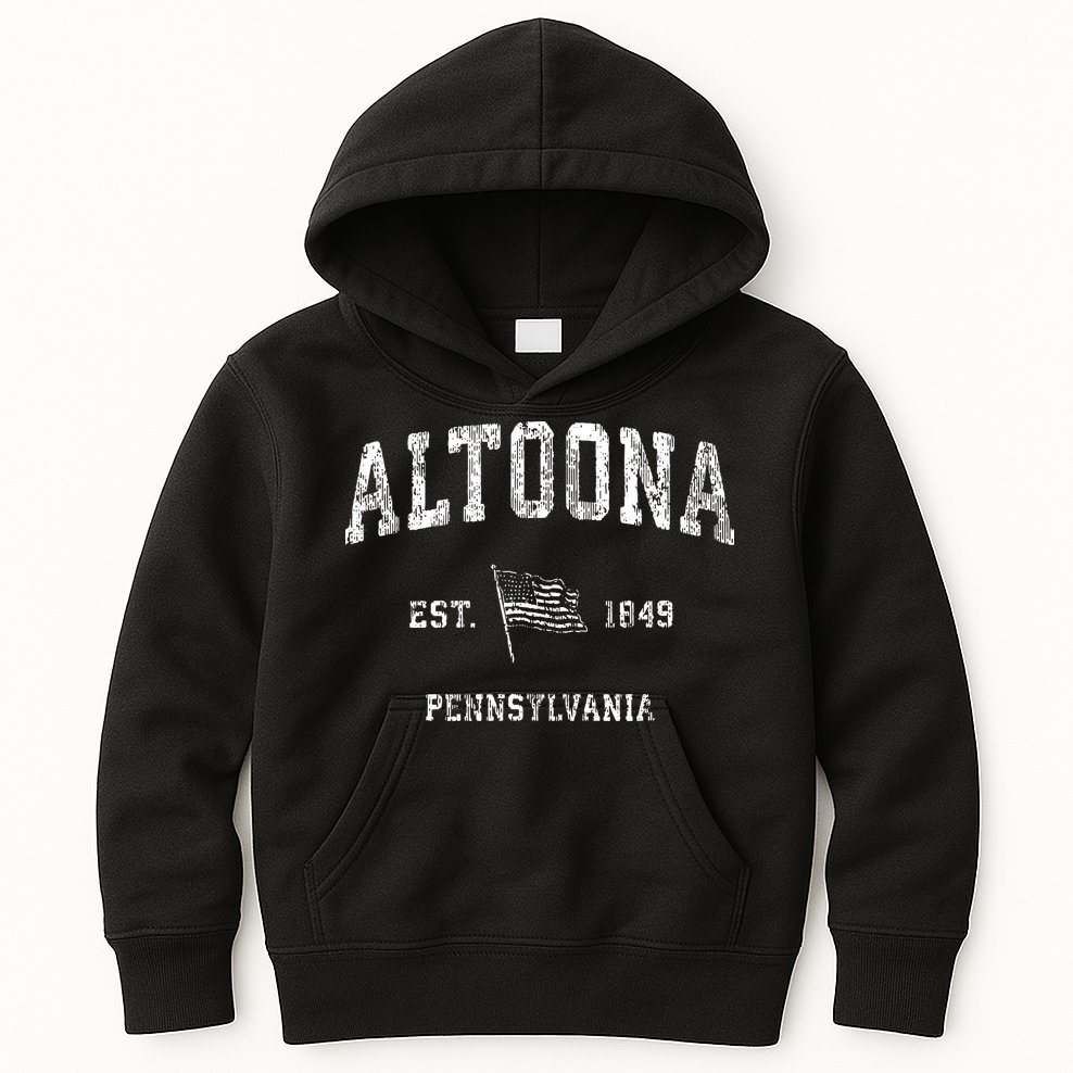 Altoona Pennsylvania Pa Vintage Us Flag Sports Kids Hoodie