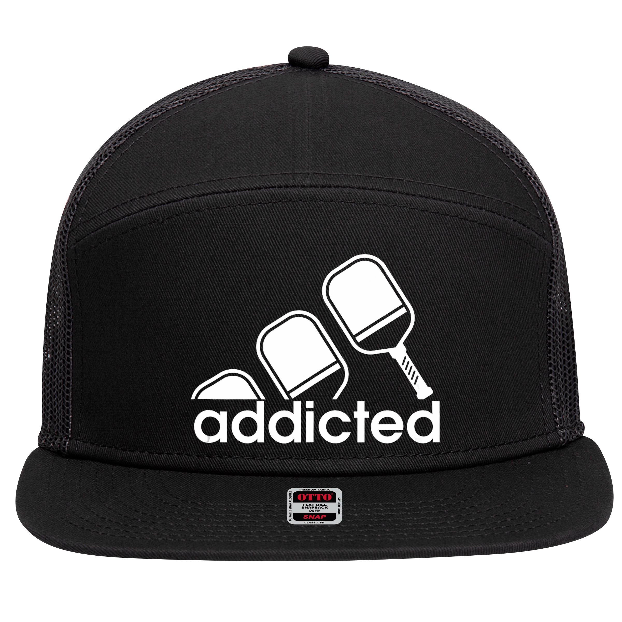 Addicted Pickleball Player 7 Panel Mesh Trucker Snapback Hat