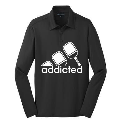 Addicted Pickleball Player Silk Touch Performance Long Sleeve Polo