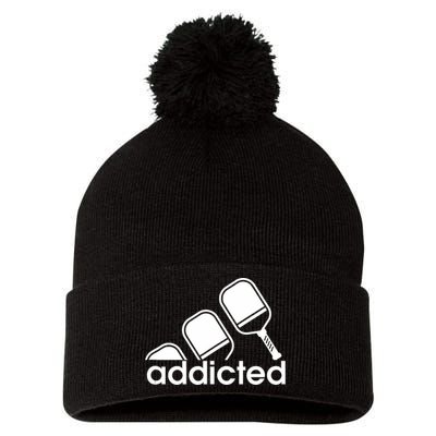 Addicted Pickleball Player Pom Pom 12in Knit Beanie