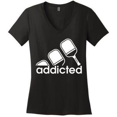 Addicted Pickleball Player Women's V-Neck T-Shirt