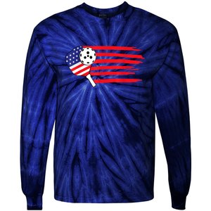 American Patriotic Pickleball Paddles Best Gift Pickleball Us Flag Tie-Dye Long Sleeve Shirt