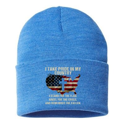 American Pride: Patriotic American Flag Cool Gift Cool Gift Sustainable Knit Beanie