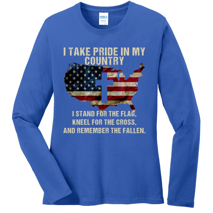 American Pride: Patriotic American Flag Cool Gift Cool Gift Ladies Long Sleeve Shirt