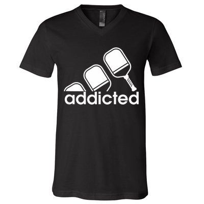 Addicted Pickleball Player V-Neck T-Shirt