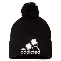 Addicted Pickleball Player Pom Pom 12in Knit Beanie