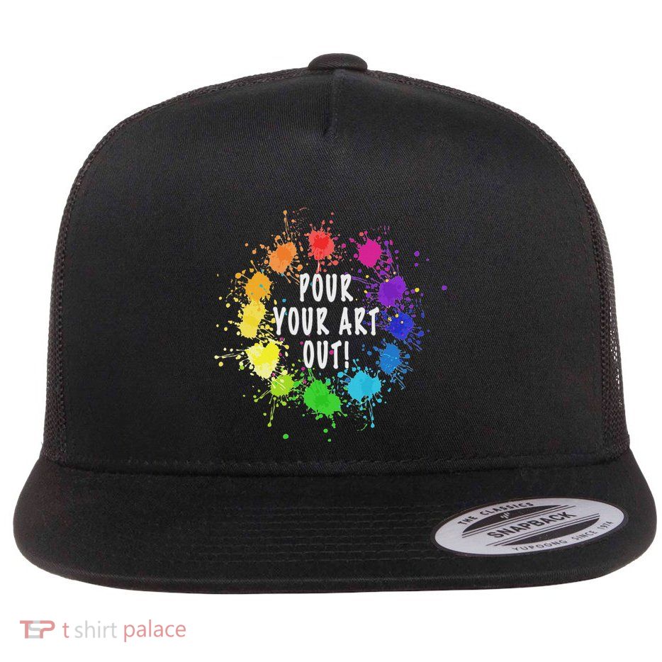 Acrylic Paint Pouring Artist Fluid Art Painter Color Wheel Flatbill Hat