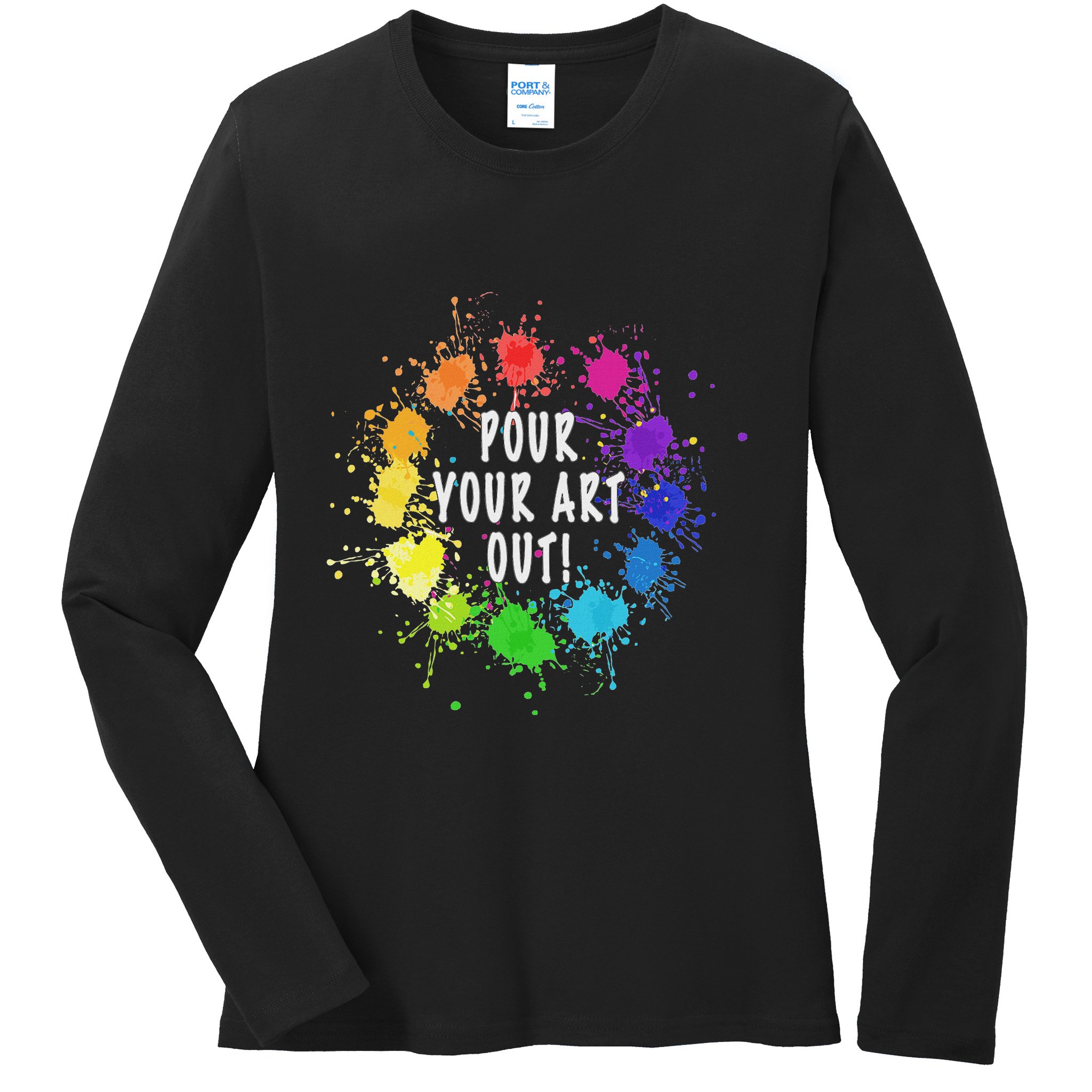 Acrylic Paint Pouring Artist Fluid Art Painter Color Wheel Ladies Long Sleeve Shirt