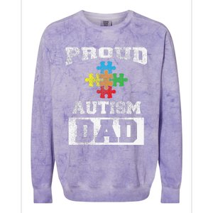 Autism Puzzle Piece Flag Autism Awareness For Dad Colorblast Crewneck Sweatshirt