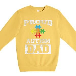 Autism Puzzle Piece Flag Autism Awareness For Dad Premium Crewneck Sweatshirt