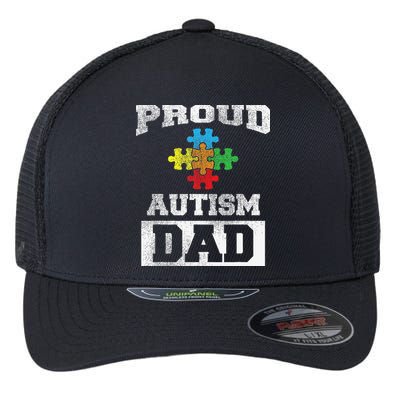 Autism Puzzle Piece Flag Autism Awareness For Dad Flexfit Unipanel Trucker Cap