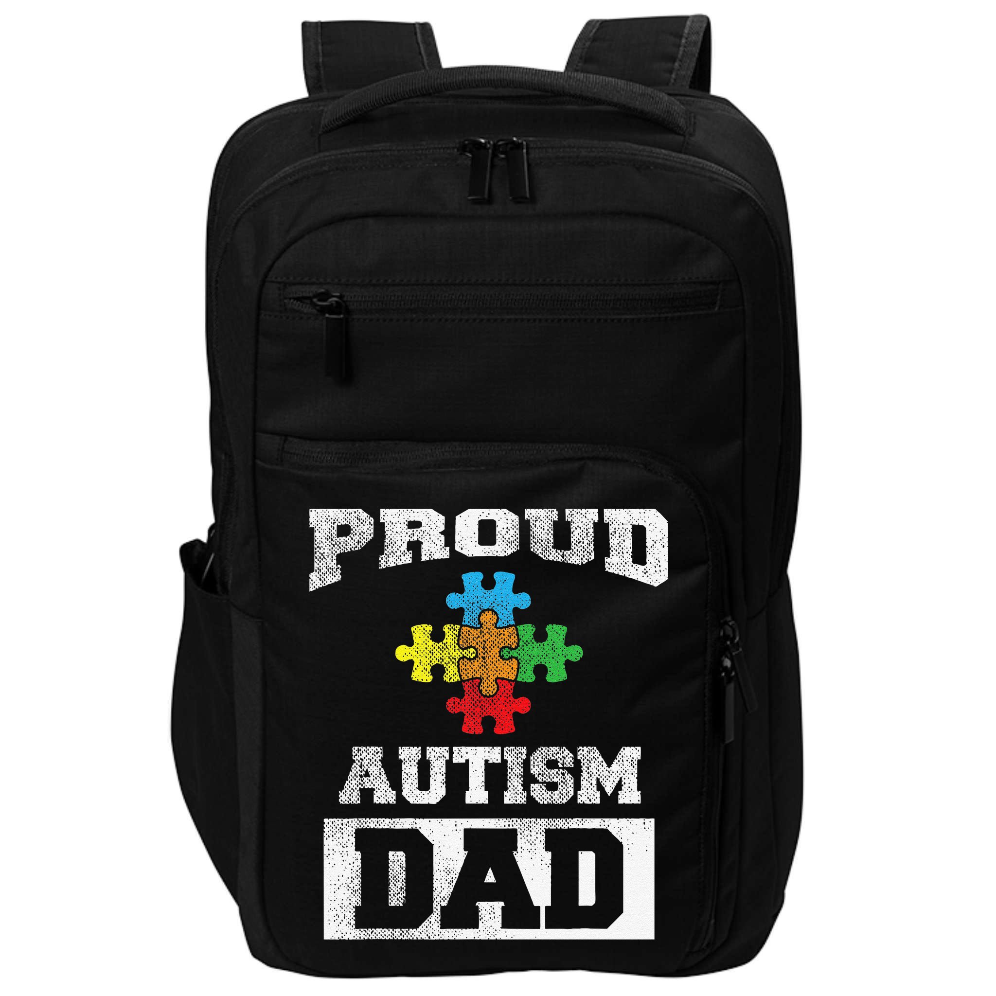 Autism Puzzle Piece Flag Autism Awareness For Dad Impact Tech Backpack