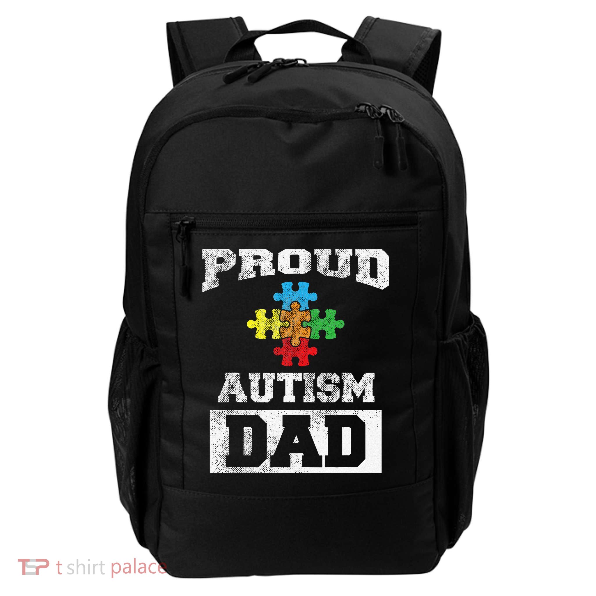 Autism Puzzle Piece Flag Autism Awareness For Dad Backpack